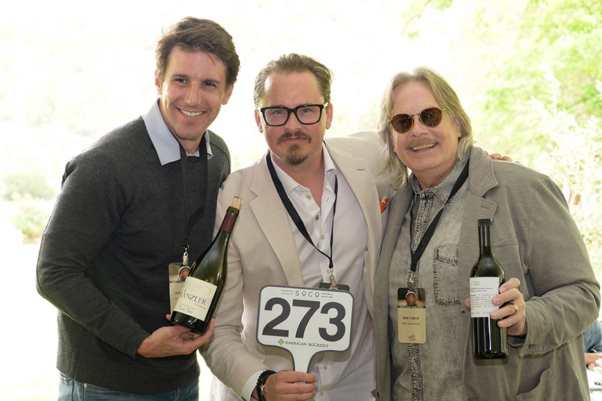 Three men at the Sonoma County Barrel Auction
