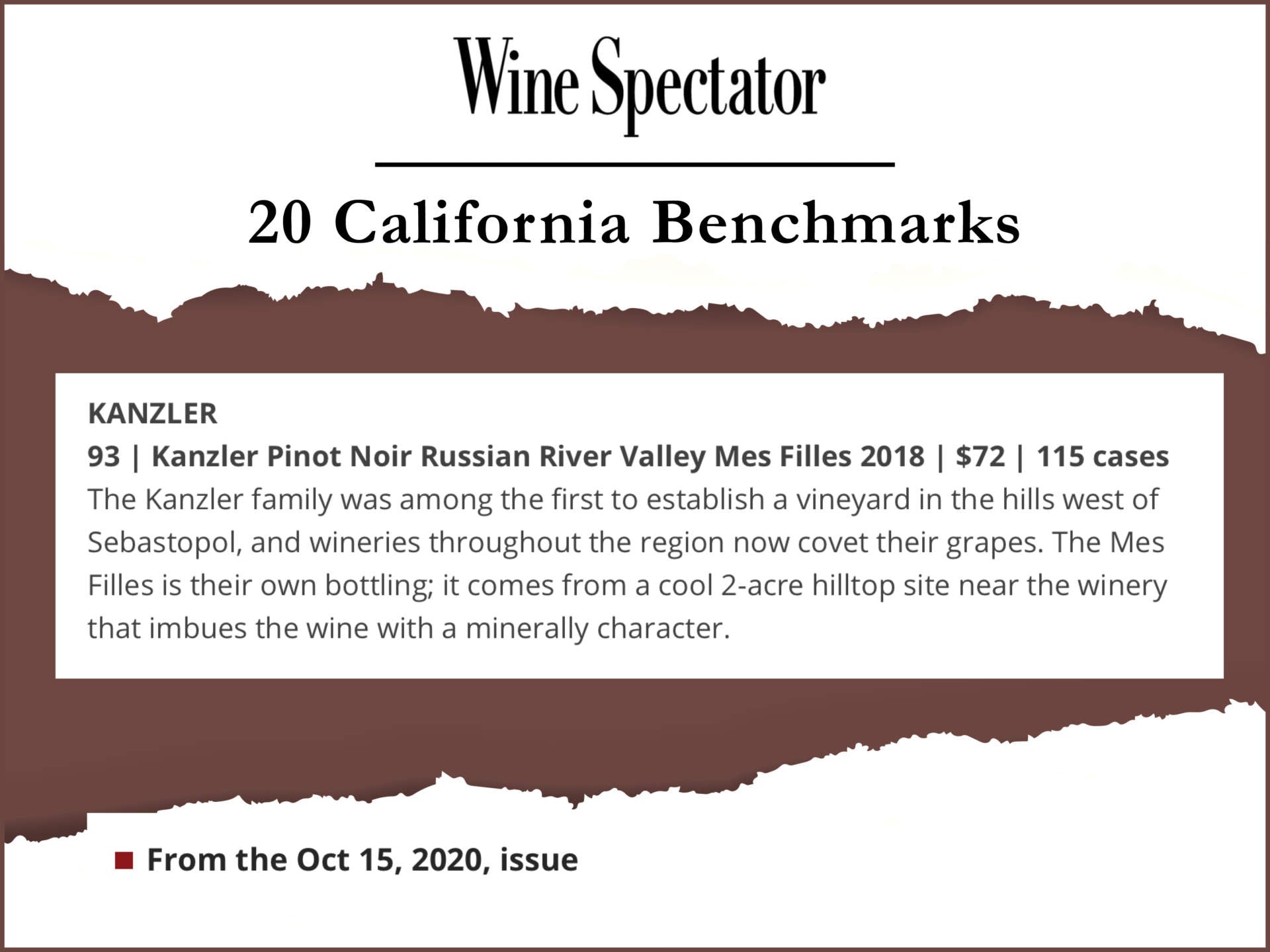 Wine Specator screenshot of Kanzler's review